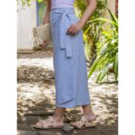 Saia Midi Envelope Transpassada Alfaiataria ORQUÍDEA Azul