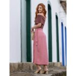 Saia Midi Envelope Transpassada Alfaiataria ORQUÍDEA Rosa