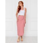 Saia Midi Envelope Transpassada Alfaiataria ORQUÍDEA Rosa