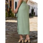 Saia Midi Envelope Transpassada Alfaiataria ORQUÍDEA Verde