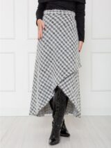 Saia Midi Transpassada Envelope Tweed SERINA Pied de Poule Tamanho Único