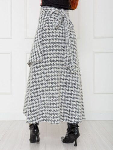 Saia Midi Transpassada Envelope Tweed SERINA Pied de Poule Tamanho Único