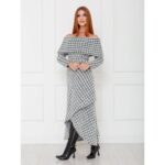 Saia Midi Transpassada Envelope Tweed SERINA Pied de Poule Tamanho Único