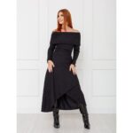 Saia Midi Transpassada Envelope Tweed SERINA Preta Tamanho Único