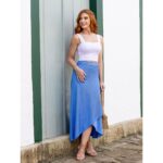 Saia Midi Transpassada Envelope em Malha Laurel MIRANDA Azul Tamanho Único