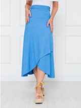 Saia Midi Transpassada Envelope em Malha Laurel MIRANDA Azul Tamanho Único