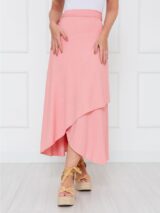 Saia Midi Transpassada Envelope em Malha Laurel MIRANDA Rosa Tamanho Único