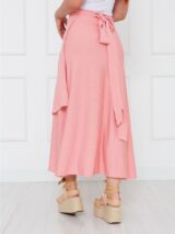 Saia Midi Transpassada Envelope em Malha Laurel MIRANDA Rosa Tamanho Único