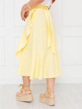 Saia Midi Transpassada com Babados Alfaiataria GRAVIOLA Amarela