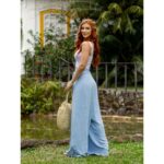 Calça Pantalona Transpassada Envelope VICTORIA Azul Tamanho Único