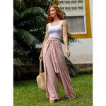 Calça Pantalona Transpassada Envelope VICTORIA Rosa Tamanho Único