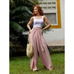 Calça Pantalona Transpassada Envelope VICTORIA Rosa Tamanho Único