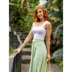Calça Pantalona Transpassada Envelope VICTORIA Verde Claro Tamanho Único