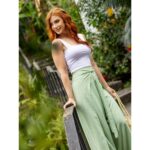 Calça Pantalona Transpassada Envelope VICTORIA Verde Claro Tamanho Único