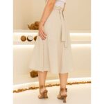Saia Midi Envelope Transpassada Linho AURORA LINEN Cru
