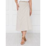 Saia Midi Envelope Transpassada Linho AURORA LINEN Cru