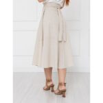 Saia Midi Envelope Transpassada Linho AURORA LINEN Cru