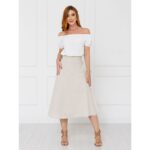 Saia Midi Envelope Transpassada Linho AURORA LINEN Cru
