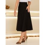 Saia Midi Envelope Transpassada Linho AURORA LINEN Preta