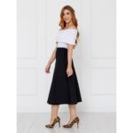 Saia Midi Envelope Transpassada Linho AURORA LINEN Preta