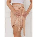 Saia Curta Transpassada Envelope Paetê GLOW Rose