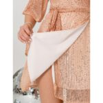 Vestido Curto Transpassado Envelope Paetê GLOW Rose