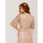 Vestido Curto Transpassado Envelope Paetê GLOW Rose