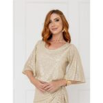Blusa Cropped Paetê Manga Curta GLOW Dourada