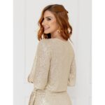 Blusa Cropped Paetê Manga Curta GLOW Dourada