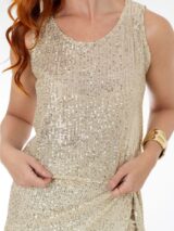 Blusa Cropped Regata Paetê GLOW Dourada