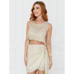 Blusa Cropped Regata Paetê GLOW Dourada