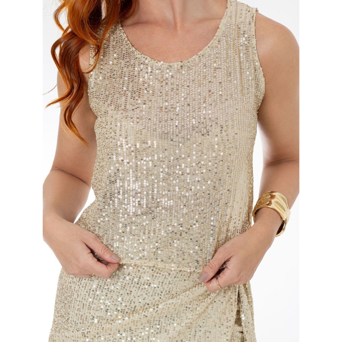 Blusa Cropped Regata Paetê GLOW Dourada Blusa Cropped Regata Paetê GLOW Dourada