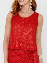 Blusa Cropped Regata Paetê GLOW Vermelha