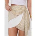 Saia Curta Transpassada Envelope Paetê GLOW Dourada